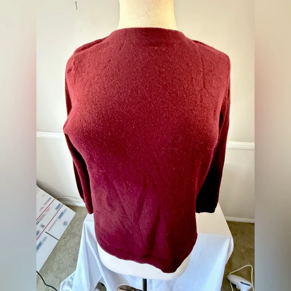 Talbots Cashmere Burgundy Crew-Neck 3/4 Sleeve Sweater, Women’s L
